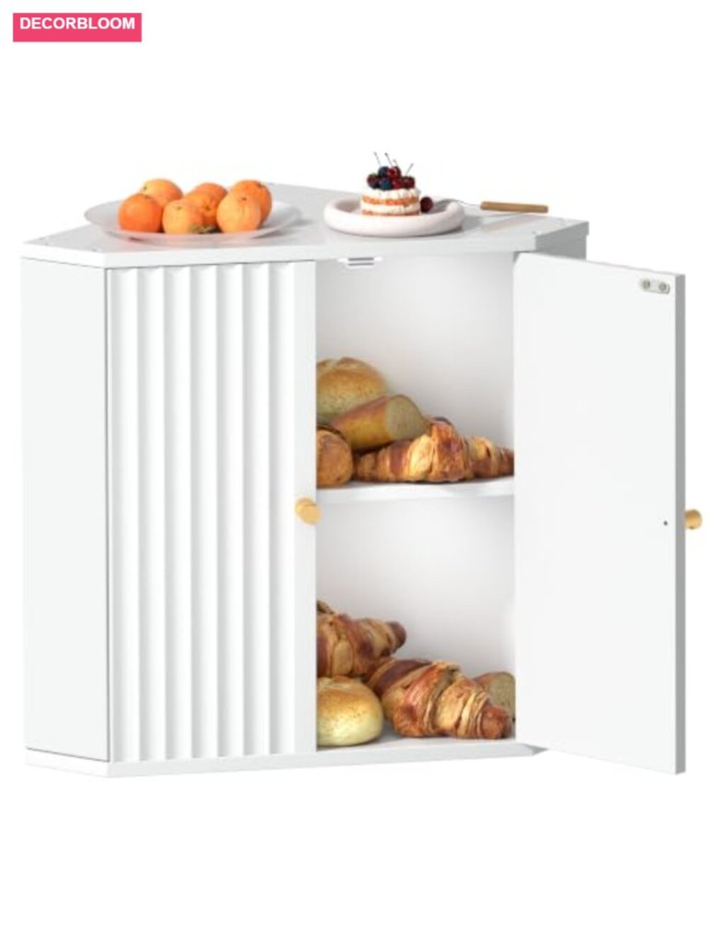 Bamboo Double Layer Bread Box for Kitchen Countertop, Large Bread Storage